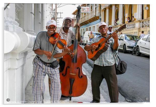 Cuban street musicians Acrylic by Milton Cogheil