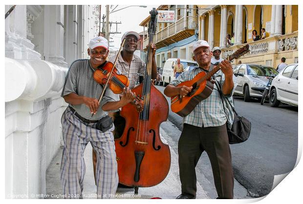 Cuban street musicians Print by Milton Cogheil