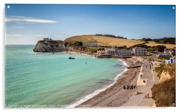 Summer At Freshwater Bay Acrylic by Wight Landscapes