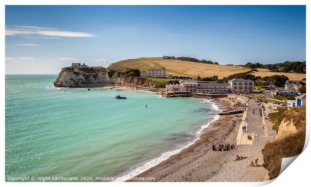 Summer At Freshwater Bay Print by Wight Landscapes