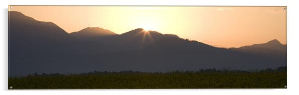 Sunrise bursting over the kamnik alps and rapeseed Acrylic by Ian Middleton
