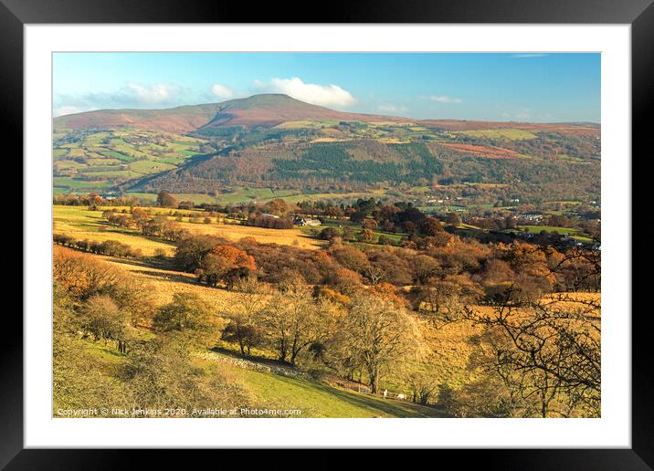 Sugarloaf from Llangattock Escarpment Brecon Beaco Framed Mounted Print by Nick Jenkins