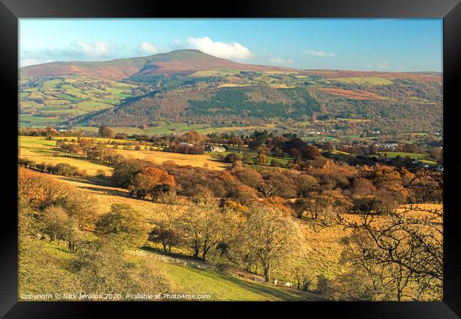 Sugarloaf from Llangattock Escarpment Brecon Beaco Framed Print by Nick Jenkins