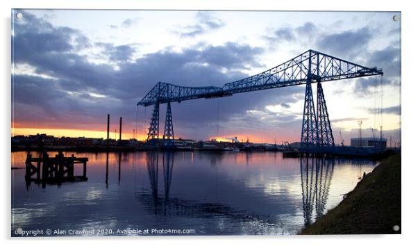 The Transporter Bridge, Teesside, at sunset Acrylic by Alan Crawford
