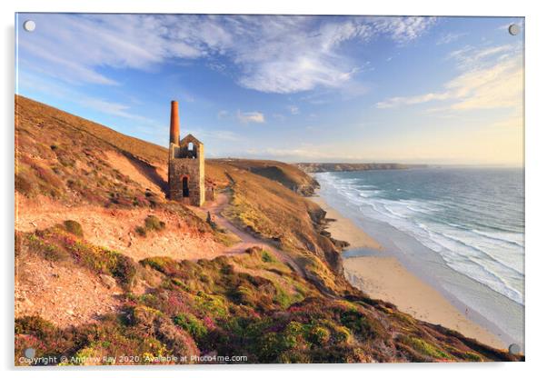 Evening light at Wheal Coates Acrylic by Andrew Ray