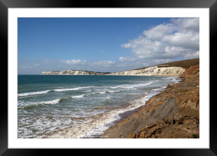 Compton Bay Surfers Framed Mounted Print by Wight Landscapes