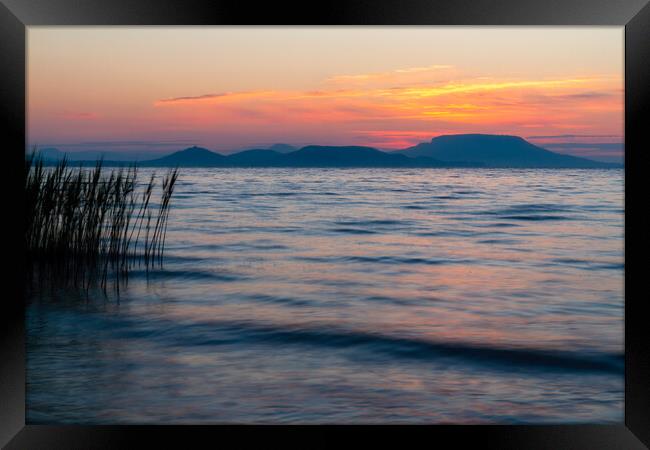 Long exposure sunrise picture over the Lake Balaton Framed Print by Arpad Radoczy