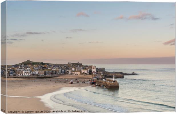 St Ives Harbour at low tide Canvas Print by Carolyn Eaton