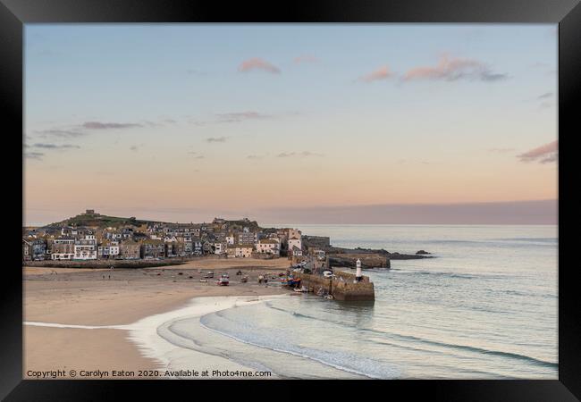 St Ives Harbour at low tide Framed Print by Carolyn Eaton