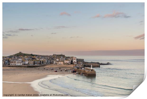 St Ives Harbour at low tide Print by Carolyn Eaton