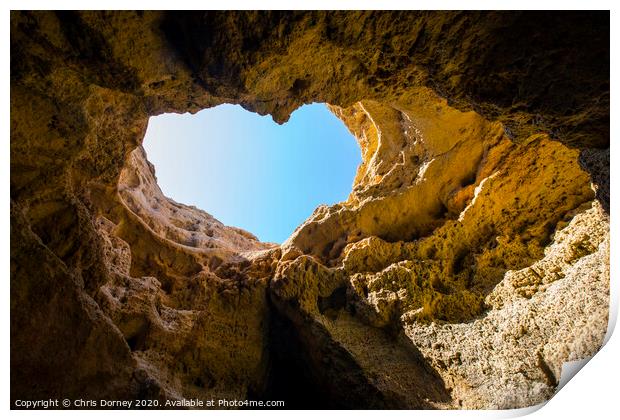 Benagil Caves in Portugal Print by Chris Dorney
