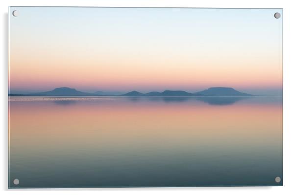 Long exposure sunset picture over the Lake Balaton Acrylic by Arpad Radoczy