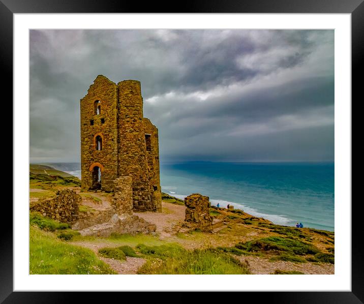 Blustery day at Wheal Coates mine Framed Mounted Print by Ian Stone