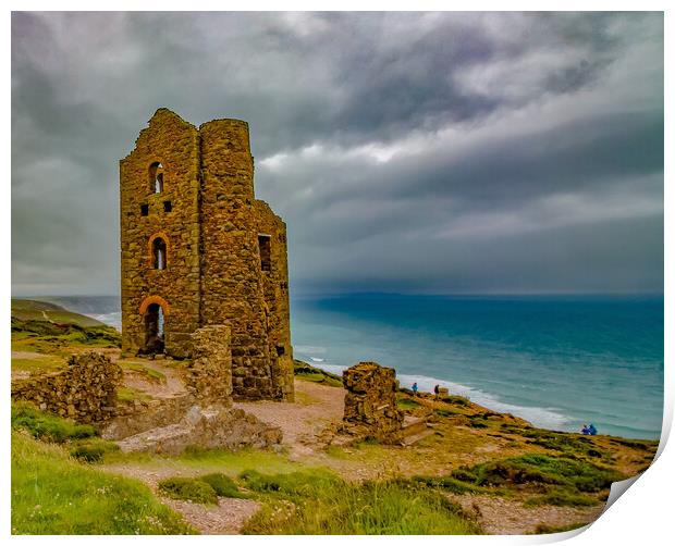 Blustery day at Wheal Coates mine Print by Ian Stone