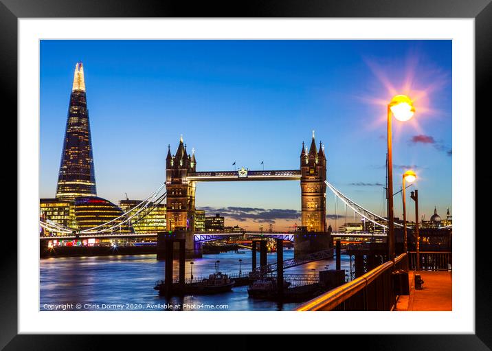 London View at Dusk Framed Mounted Print by Chris Dorney