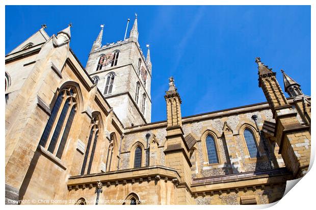 Southwark Cathedral in London Print by Chris Dorney
