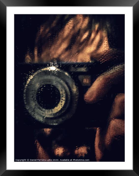 Man Covering His Face with a Camera Framed Mounted Print by Daniel Ferreira-Leite