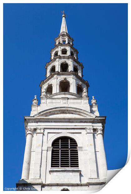 Saint Bride's Church in London Print by Chris Dorney