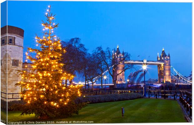 Tower Bridge at Christmas Canvas Print by Chris Dorney
