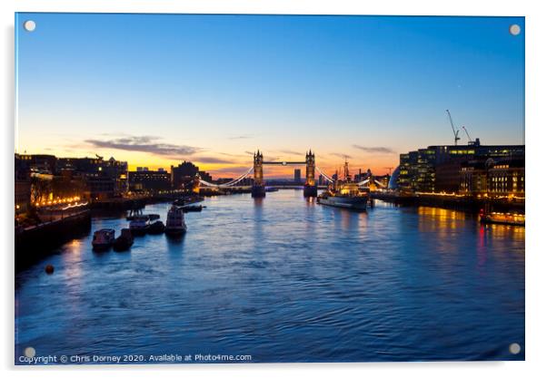 Tower Bridge Sunrise in London Acrylic by Chris Dorney