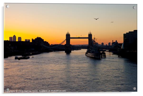Tower Bridge Sunrise in London Acrylic by Chris Dorney