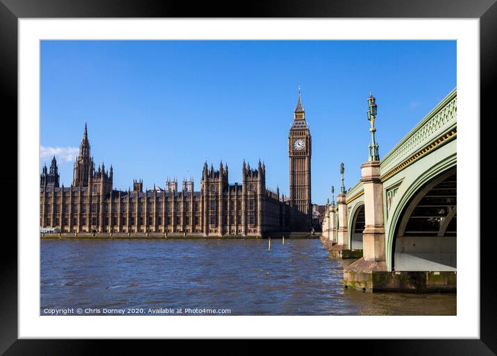 Houses of Parliament and Westminster Bridge Framed Mounted Print by Chris Dorney
