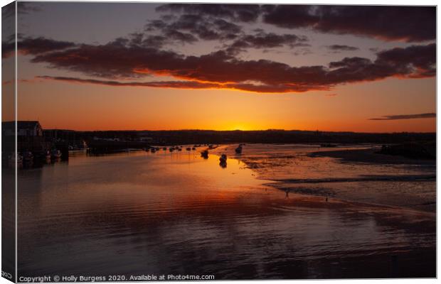 Amble By the Sea, Sun Set Canvas Print by Holly Burgess