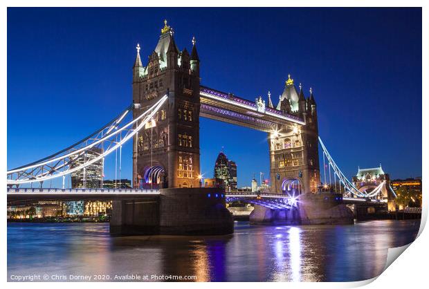 Tower Bridge at Night Print by Chris Dorney