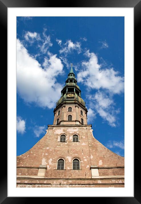 St. Peter's Church in Riga Framed Mounted Print by Chris Dorney