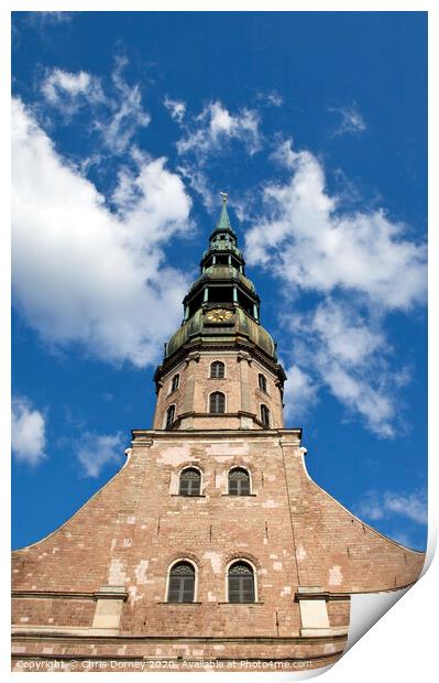 St. Peter's Church in Riga Print by Chris Dorney