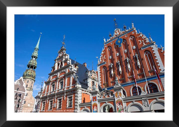 House of the Blackheads and St. Peter's Church in Riga Framed Mounted Print by Chris Dorney