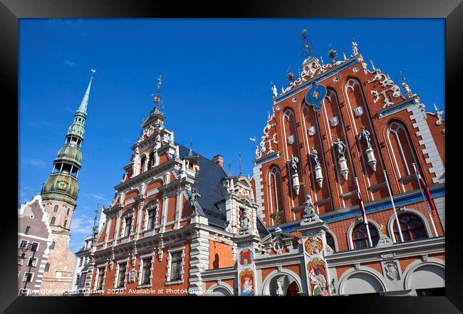 House of the Blackheads and St. Peter's Church in Riga Framed Print by Chris Dorney