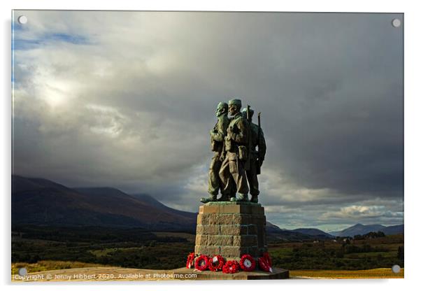 Commando Memorial overlooking Ben Nevis Acrylic by Jenny Hibbert