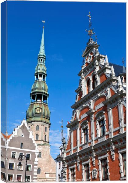 House of the Blackheads and St. Peter's Church in Riga Canvas Print by Chris Dorney