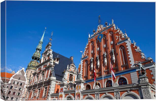House of the Blackheads and St. Peter's Church in Riga Canvas Print by Chris Dorney