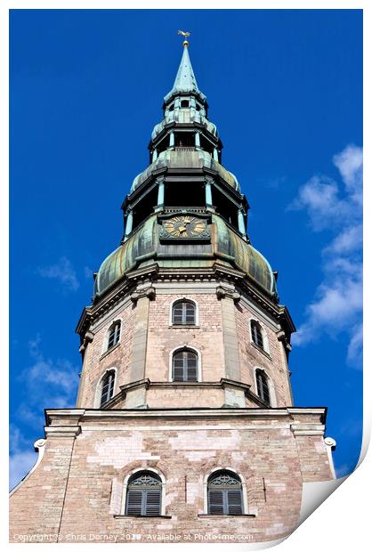 St. Peter's Church in Riga Print by Chris Dorney