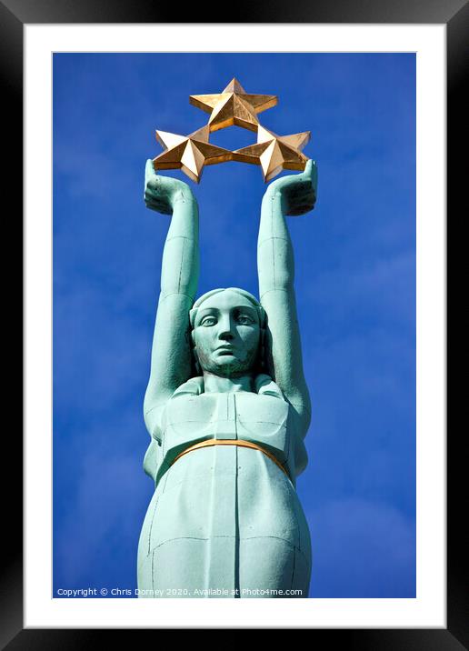 The Freedom Monument in Riga Framed Mounted Print by Chris Dorney