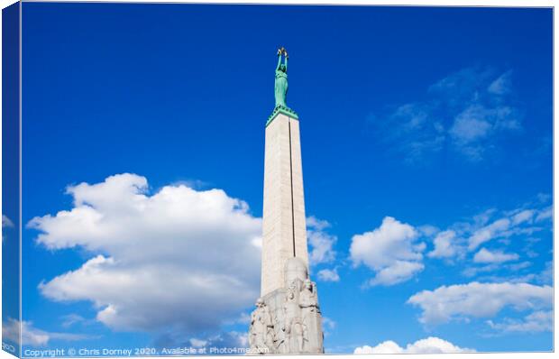 The Freedom Monument in Riga Canvas Print by Chris Dorney