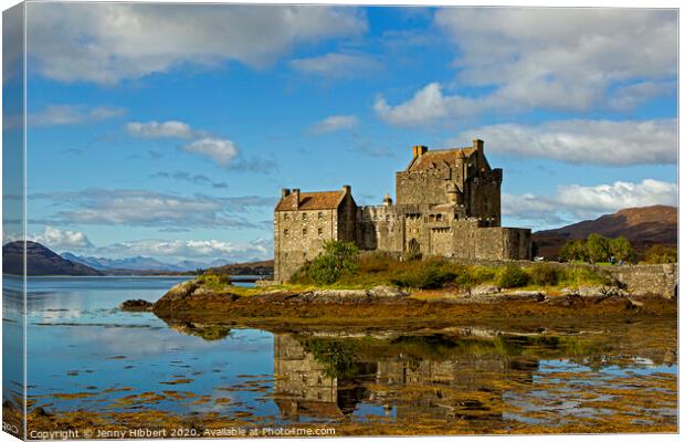 Eilean Donan Castle with reflection Canvas Print by Jenny Hibbert