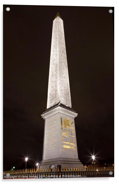 Obelisk at Place de la Concorde in Paris Acrylic by Chris Dorney
