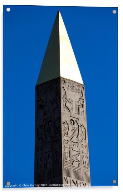 Obelisk at Place de la Concorde, Paris Acrylic by Chris Dorney