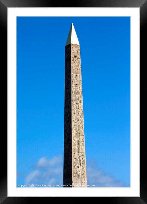Obelisk in Place de la Concorde, Paris Framed Mounted Print by Chris Dorney