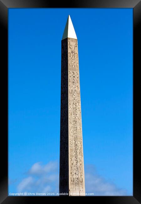 Obelisk in Place de la Concorde, Paris Framed Print by Chris Dorney