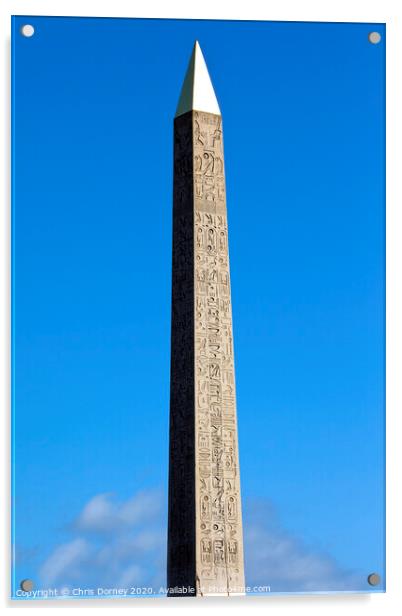 Obelisk in Place de la Concorde, Paris Acrylic by Chris Dorney