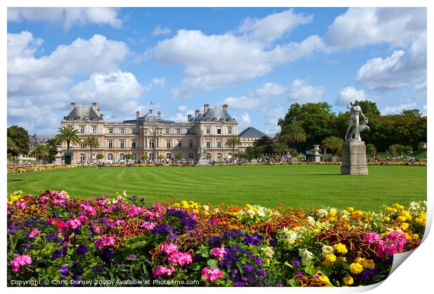 Luxembourg Palace in Jardin du Luxembourg in Paris Print by Chris Dorney