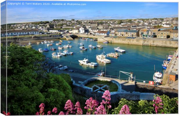 Looking Down at Porthleven Inner Harbour Canvas Print by Terri Waters