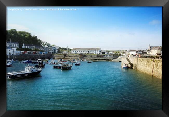 Porthleven Inner Harbour from the Baulk Wall Framed Print by Terri Waters