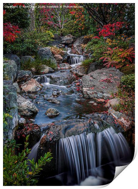 Woodland Stream in Autumn Print by Kevin Ford