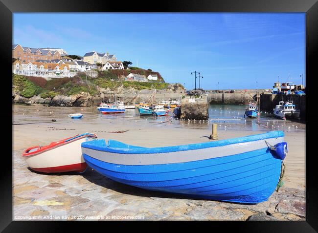 Boats on slipway (Newquay Harbour) Framed Print by Andrew Ray