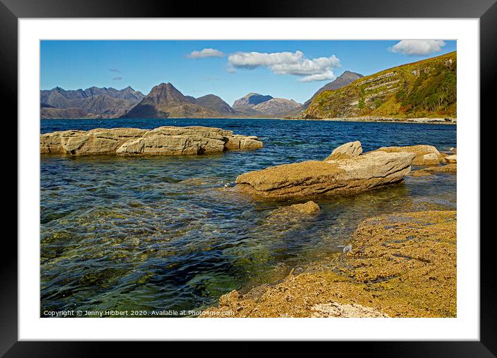 Elgol looking across Loch Scavaig with the Cuillins in the distance Framed Mounted Print by Jenny Hibbert